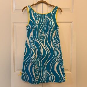 Lilly Pulitzer Turquoise and Yellow Midi Dress EUC Size 4